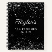 Glittery Black 50ste verjaardag gast Notitieboek (Voorkant)