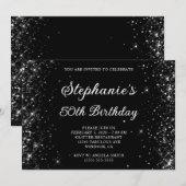 Glittery Black 50ste verjaardag Kaart (Voorkant / Achterkant)