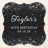 Glittery Black 50ste verjaardag Kartonnen Onderzetters (Voorkant)