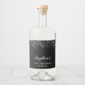 Glittery Black 50ste verjaardag Likeurfles Etiket (Voorkant)