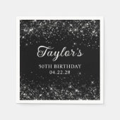Glittery Black 50ste verjaardag Servet (Voorkant)
