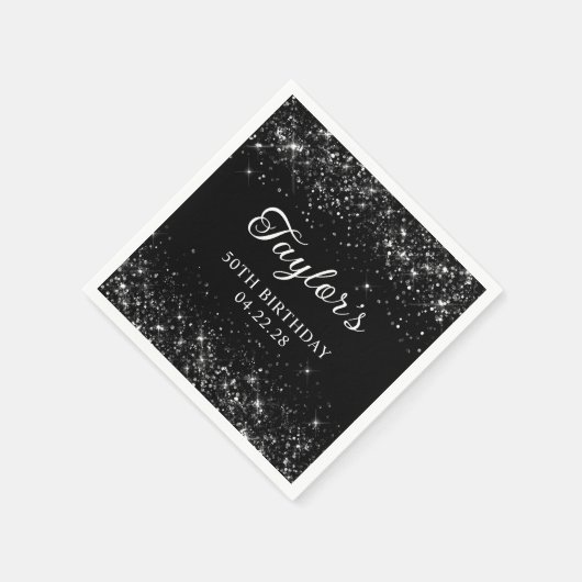 Glittery Black 50ste verjaardag Servet (Hoek)