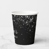 Glittery Black 60e verjaardag Papieren Bekers (Achterkant)