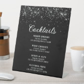 Glittery Black Cocktails Bar Menu Reclamebord Met Voetstuk (Insitu)