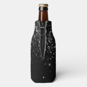 Glittery Black Script-naam Flesjeskoeler (Fles Achterkant)