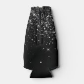 Glittery Black Script-naam Flesjeskoeler (Achterkant)