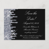 Glittery Black/Silver Glamor Save the Date Aankondigingskaart (Voorkant)