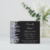 Glittery Black/Silver Glamor Save the Date Aankondigingskaart (Staand voorkant)