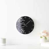 Glittery Black/Silver Glamour Ronde Klok (Huis)