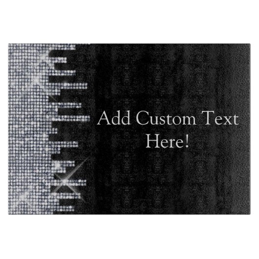 Glittery Black/Silver Glamour Snijplank (Voorkant)