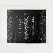 Glittery Black Welkom bij Sweet 16 Birthday Wandkleed (Voorkant (horizontaal))