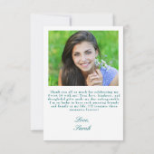 Glittery Blauwgroen Blue Peacock Feathers Sweet 16 Bedankkaart (Achterkant)