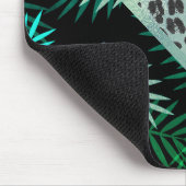 Glittery Blauwgroen Tropical Leopard Print Muismat (Hoek)