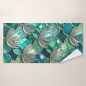 Glittery Blauwgroen zeemeermin staart schelpen Pri Badhanddoek (Badhanddoek)