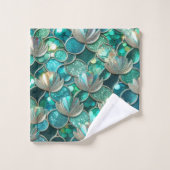 Glittery Blauwgroen zeemeermin staartschalen print Bad Handdoek (Wasdoekje)