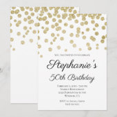 Glittery Bleek Gold Confetti Elegant 50th Birthday Kaart (Voorkant / Achterkant)