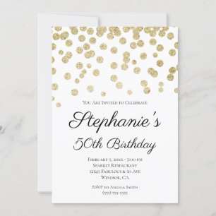 Glittery Bleek Gold Confetti Elegant 50th Birthday Kaart