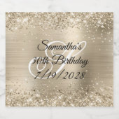 Glittery Bleek Gold Foil Monogram 30e Verjaardag Sparkling Wijnetiket (Enkel label)