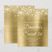 Glittery Bleek Gold Foil Sweet 16 Budget Invite (Voorkant / Achterkant)