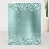 Glittery Bleek Turquoise Big Happy Birthday Kaart (Achterkant)