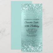 Glittery Bleek Turquoise Folie 50th Birthday Kaart (Voorkant / Achterkant)