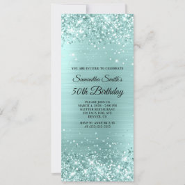 Glittery Bleek Turquoise Folie 50th Birthday Kaart