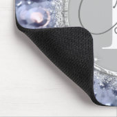 Glittery Blue Beads Monogram Muismat (Hoek)