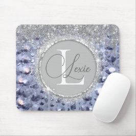 Glittery Blue Beads Monogram Muismat