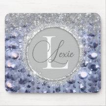 Glittery Blue Beads Monogram