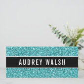 Glittery Blue Chic Sequin Black Gift Certificate Kaart (Staand voorkant)