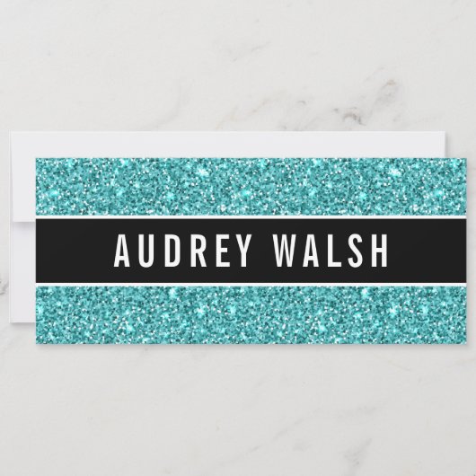 Glittery Blue Chic Sequin Black Gift Certificate Kaart (Voorkant)