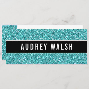 Glittery Blue Chic Sequin Black Gift Certificate Kaart