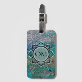 Glittery Blue Elegant OM Lotus Bagagelabel (Voorkant (verticaal))