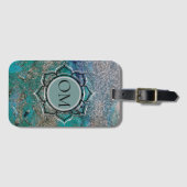 Glittery Blue Elegant OM Lotus Bagagelabel (Voorkant (horizontaal))