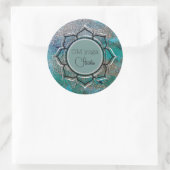 Glittery Blue Elegant OM Lotus Business Logo Ronde Sticker (Tas)