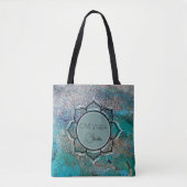 Glittery Blue Elegant OM Lotus Business Logo Tote Bag (Voorkant)