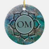 Glittery Blue Elegant OM Lotus Keramisch Ornament (Achterkant)