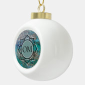 Glittery Blue Elegant OM Lotus Keramische Bal Ornament (Rechts)