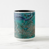 Glittery Blue Elegant OM Lotus Mok (Midden)