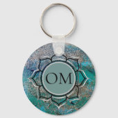 Glittery Blue Elegant OM Lotus Sleutelhanger (Achterkant)