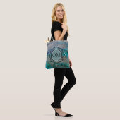 Glittery Blue Elegant OM Lotus Tote Bag (Op model)