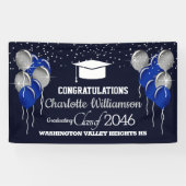 Glittery Blue en Silver Afstuderen Banner (Horizontaal)