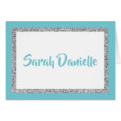 Glittery Blue en Silver gepersonaliseerde notitie  (Voorkant Horizontaal)