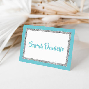 Glittery Blue en Silver gepersonaliseerde notitie