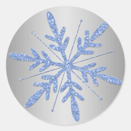 Glittery Blue en Silver Snowflake Sticker
