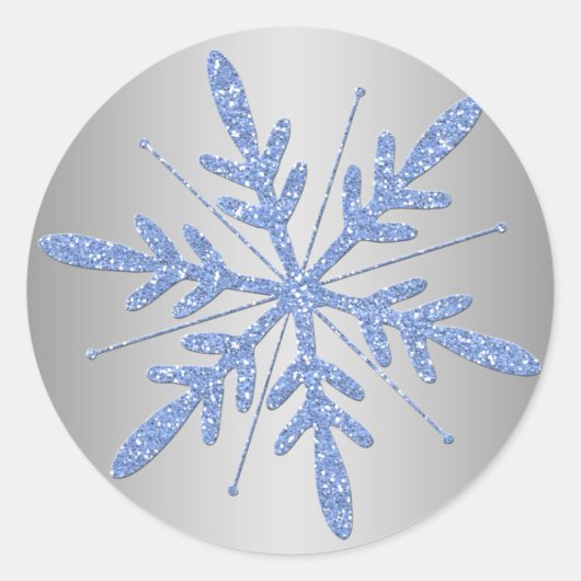 Glittery Blue en Silver Snowflake Sticker (Voorkant)