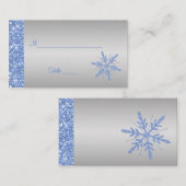 Glittery Blue en Silver Snowflakes Plaatskaarten Plaatskaartje (Voorkant / Achterkant)