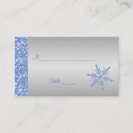 Glittery Blue en Silver Snowflakes Plaatskaarten Plaatskaartje