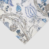 Glittery Blue Floral op Winter White Tissuepapier (Detail)