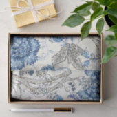 Glittery Blue Floral op Winter White Tissuepapier (Geschenk)